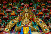 India, Jammu & Kashmir, Ladakh, Stok, large gold Buddha stat... by Danita Delimont