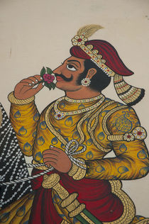 Mural of a prince, City Palace, Udaipur, Rajasthan, India. by Danita Delimont
