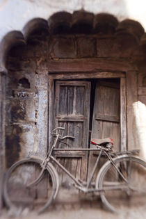 Bicycle in doorway, Jodhpur, Rajasthan, India by Danita Delimont
