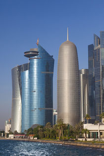 Qatar, Doha, Doha Bay, West Bay skyscrapers with World Trade... by Danita Delimont