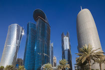 Qatar, Doha, Doha Bay, West Bay Skyscrapers from the Corniche, morning by Danita Delimont