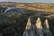 Paramotor in Cappadocia, aerial, Central Anatolia, Turkey by Danita Delimont