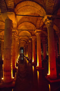 Underground Basilica Cistern lite up under the city of Istan... by Danita Delimont