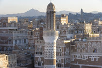 Mosque tower and skyline, Sana'a, Yemen by Danita Delimont