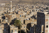 Mosque tower and skyline, San'a, Yemen by Danita Delimont