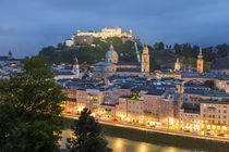 The Hohensalzburg Fortress; cathedral, at dusk; Salzburg; von Danita Delimont