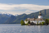 View of schloss Ort at Traunsee lake, Upper Austria, Au by Danita Delimont