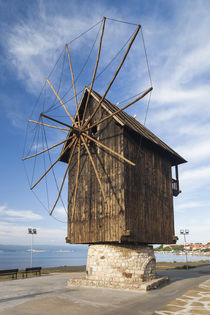 Bulgaria, Black Sea Coast, Nesebar, old windmill on the waterfront by Danita Delimont