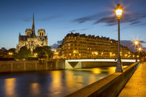 Twilight over River Seine, Cathedral Notre Dame and building... by Danita Delimont