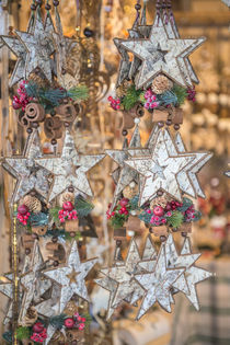 Star-shaped birch bark decorations at Christmas Market, Bamb... by Danita Delimont