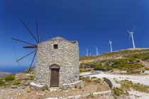 Old windmill and modern wind turbines von Danita Delimont