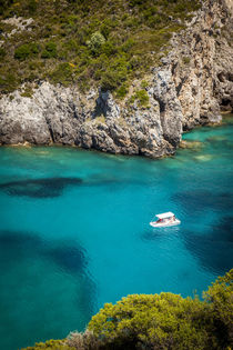 Boating in the blue waters off the coast of the Ionian islan... by Danita Delimont