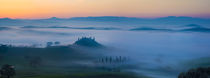 Belvedere and countryside at dawn, San Quirico d'Orcia, Tuscany, Italy by Danita Delimont