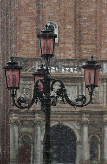 Winter snows and Venetian Lamppost, Venice, Italy by Danita Delimont