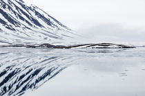 Norway, Svalbard, Monacobreen glacier, Reflections of mounta... by Danita Delimont
