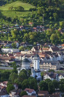Romania, Transylvania, Sighisoara, elevated town view, dawn von Danita Delimont