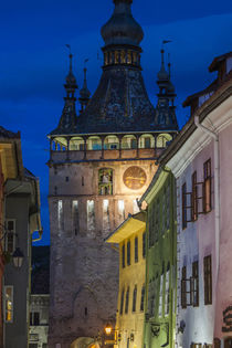 Romania, Transylvania, Sighisoara, clock tower, built in 1280, evening von Danita Delimont