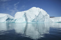 Greenland, Scoresby Sund, Red Island, large icebergs in calm waters. by Danita Delimont