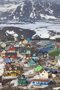 Greenland, Disko Bay, Ilulissat, elevated town view by Danita Delimont