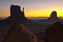 Sunrise, West and East Mitten,, Monument Valley Navajo Triba... by Danita Delimont