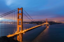 Early morning traffic on the Golden Gate Bridge in San Franc... by Danita Delimont
