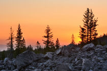 Sunset over Chaos Jumbles and Dwarf Forest, Lassen Volcanic ... by Danita Delimont