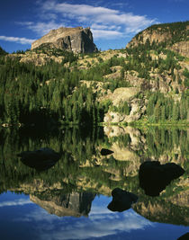 USA, Colorado, Hallett Peak reflected on Bear Lake, Rocky Mo... by Danita Delimont