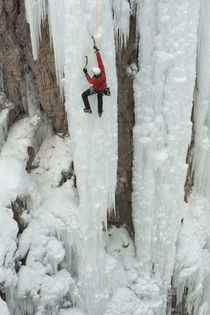 Ice climber ascending at Ouray Ice Park, Colorado by Danita Delimont