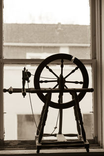 Spinning wheel in a window, Wilmington, Illinois, USA by Danita Delimont