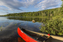 A canoe on the shore of Bald Mountain Pond by Danita Delimont