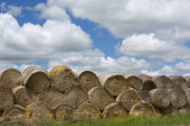 USA, Montana, Garfield County, Big sky country, and hay bales. by Danita Delimont