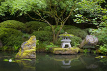 Pagoda and pond in the Japanese Garden, Portland, Oregon, USA. by Danita Delimont