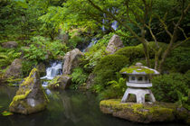 Pagoda and pond in the Japanese Garden, Portland, Oregon, USA. by Danita Delimont