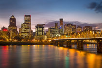 Twilight over Portland along the banks of the Willamette Riv... by Danita Delimont