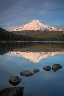 Setting sunlight on Mount Hood from Trillium Lake, Cascade M... by Danita Delimont