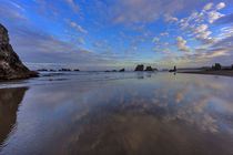 Clouds reflect in wet sand at sunrise at Bandon Beach in Ban... von Danita Delimont