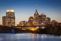 Twilight over Nashville and the Cumberland River, Tennessee, USA. by Danita Delimont