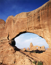 USA, Utah, Arches National Park, Double Arch frames Tunnel arch von Danita Delimont