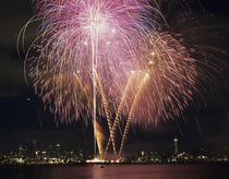 WA, Seattle, Fireworks on July 4th, at Gasworks Park; Space ... by Danita Delimont