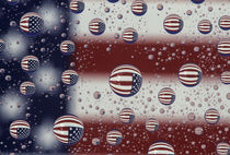 WA, Redmond, American flag, reflected in water drops by Danita Delimont