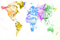 World Map Water Splash Rainbow colors by Eti Reid