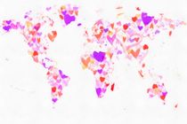 World Map Love Hearts by Eti Reid