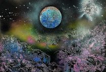 " Blue Planet " Spray Paint / Space ART by Beate Brass von Beate Braß