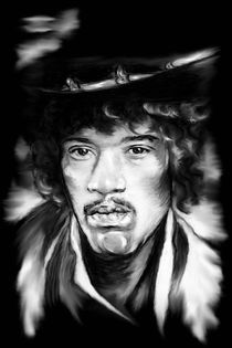 Jimi In Black And White by gittagsart