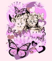 Frieda's Baby Cats in Pink by gittagsart