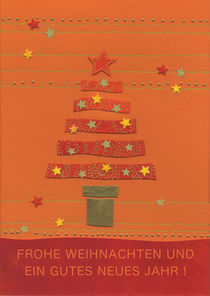 Weihnachtskarte Oranger Tannenbaum by seehas-design