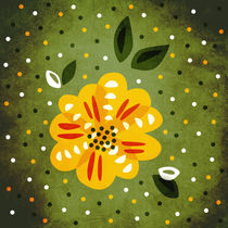 Abstract Yellow Primrose Spring Flower by Boriana Giormova