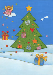 Weihnachtskarte Engel auf Wolke von seehas-design
