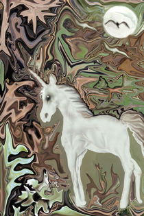 Einhorn im Zauberwald, unicorn and enchanted forest by Dagmar Laimgruber