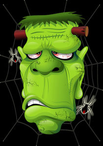 Frankenstein Ugly Portrait and Spiders by bluedarkart-lem